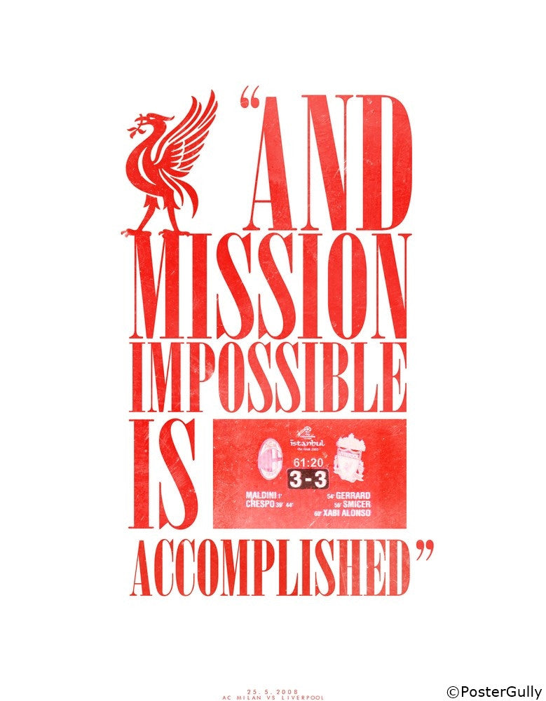 Liverpool Wins Champions League, Minimal Football Art