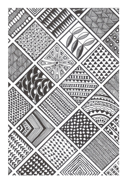 Zentangle, wall art, squares, pattern | Postcard