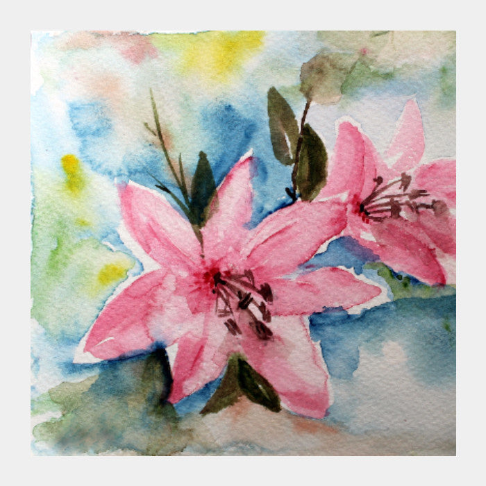 Pink Lily Watercolor Floral Square Art Print l Artist: Seema Hooda Buy  High-Quality Posters and Framed Posters Online - All in One Place –  PosterGully