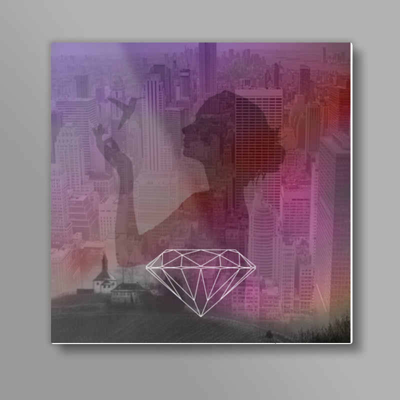 diamond girl from new york Square Art Prints