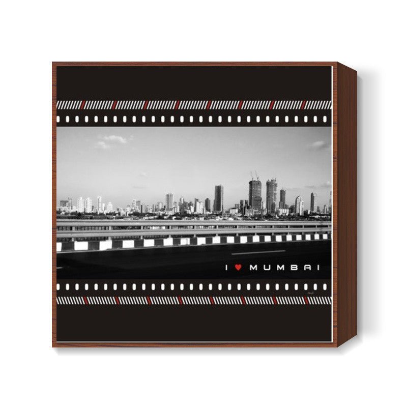 I love Mumbai- Bombay Retro Blackandwhite Style Square Art Prints