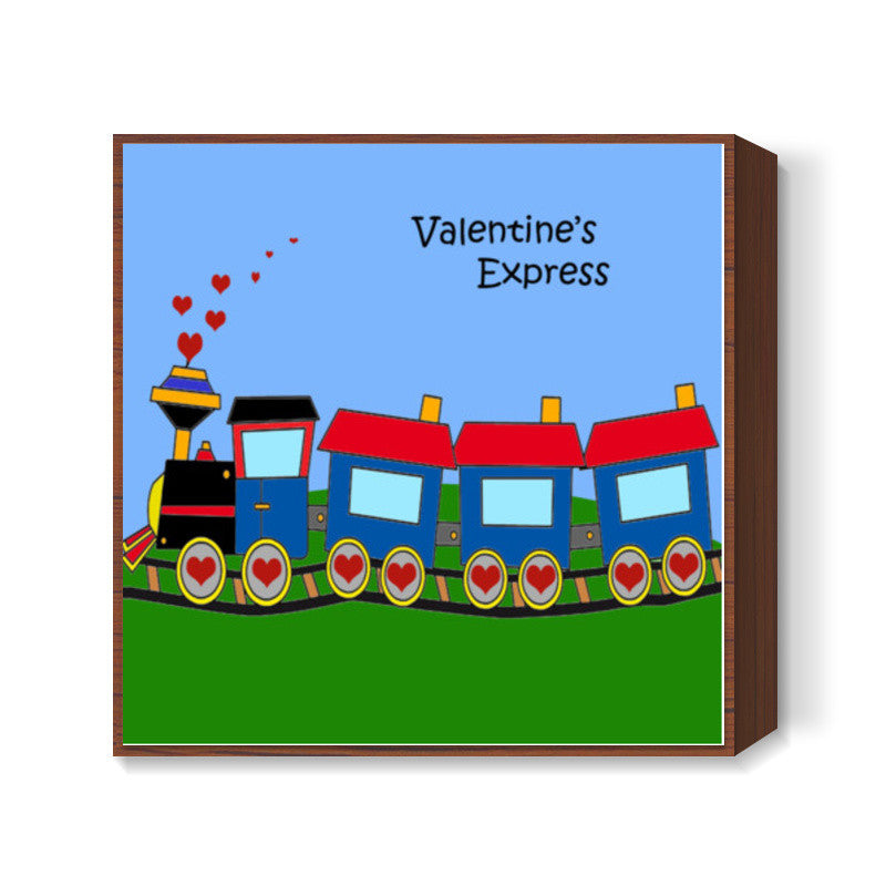 Valentines Day Love Express Train Poster Square Art Prints