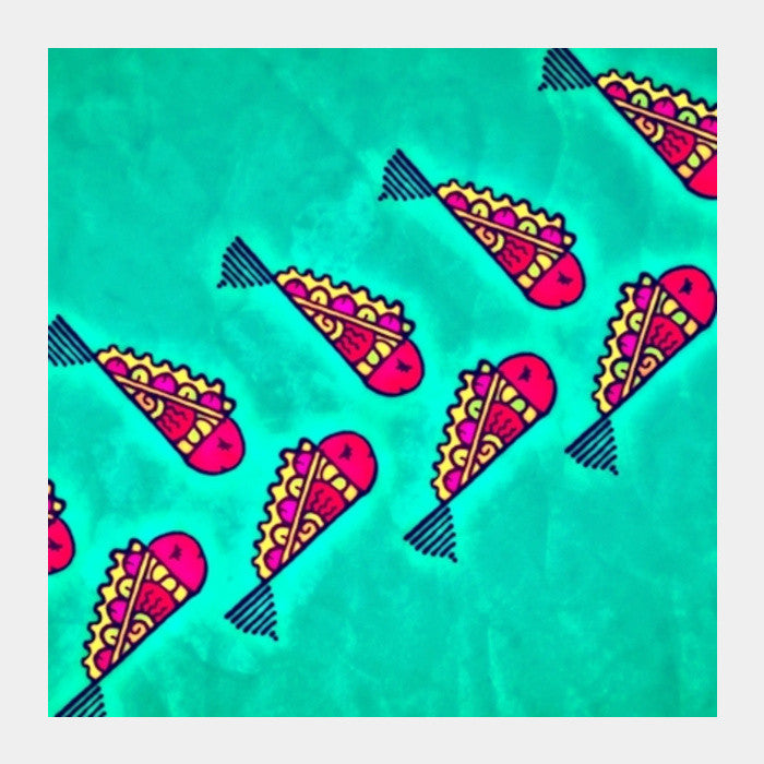 Square Art Prints, Quirky Fish Zenscrawl Square Art Prints