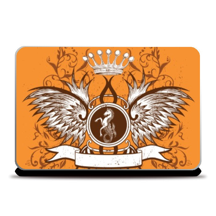 Laptop Skins, horse with wing,Crown and Floral Laptop Skins