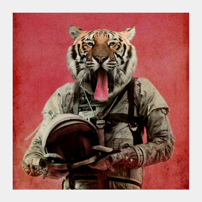 Square Art Prints, Space tiger Square Art Prints