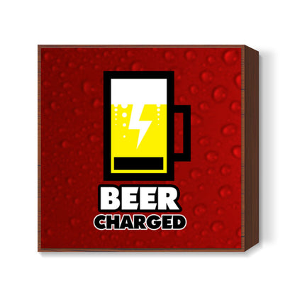 Beer Charged Red Square Art Prints