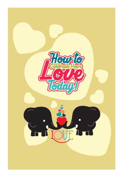 PosterGully Specials, Cute elephant with love Wall Art
