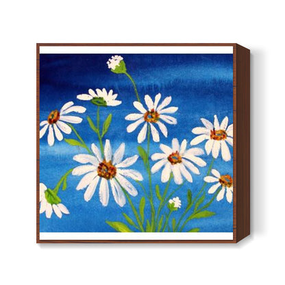 White Daisy Flowers Square Art Print