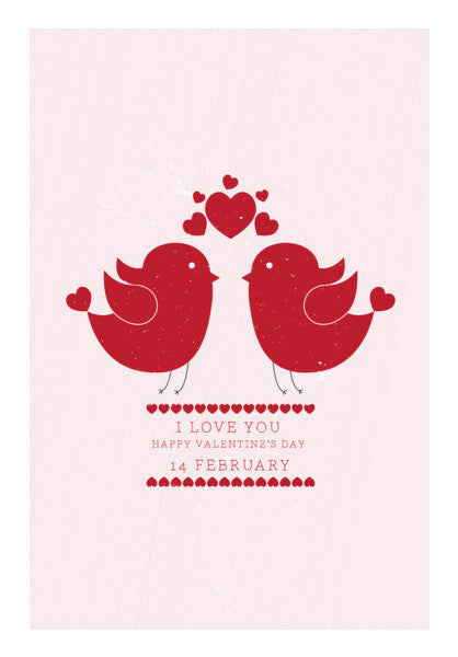 Red Hearts With Red Birds Art PosterGully Specials