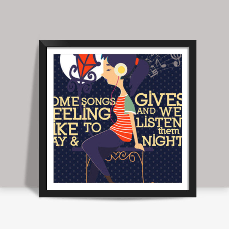 musica girl navy Square Art Prints