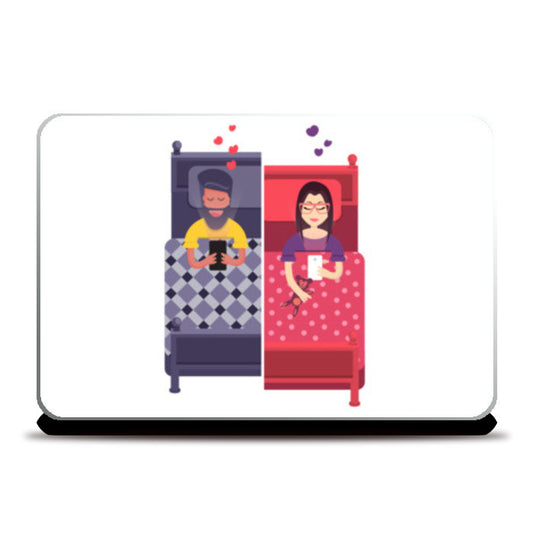 Laptop Skins, Texting Lovers White Laptop Skins