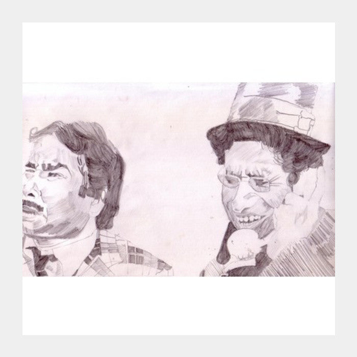 Square Art Prints, Satish Kaushik and Naseeruddin Shah from Jaane Bhi Do Yaaron Square Art Prints