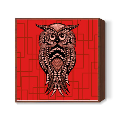 Ernie the wise old owl Square Art Prints