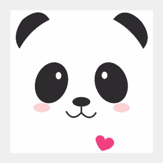 Square Art Prints, Cute Panda White Square Artwork