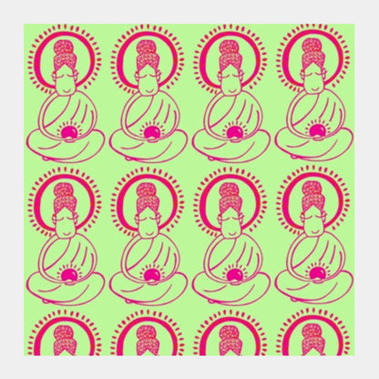 Square Art Prints, Buddha_Lime Green Square Art Prints