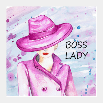 Boss Lady Watercolor Fashion Art Illustration Girls Room Poster Square Art Prints