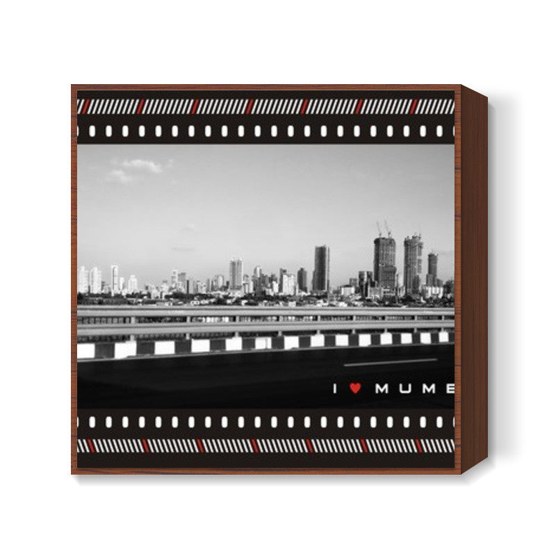 I love Mumbai- Bombay Retro Blackandwhite Style Square Art Prints