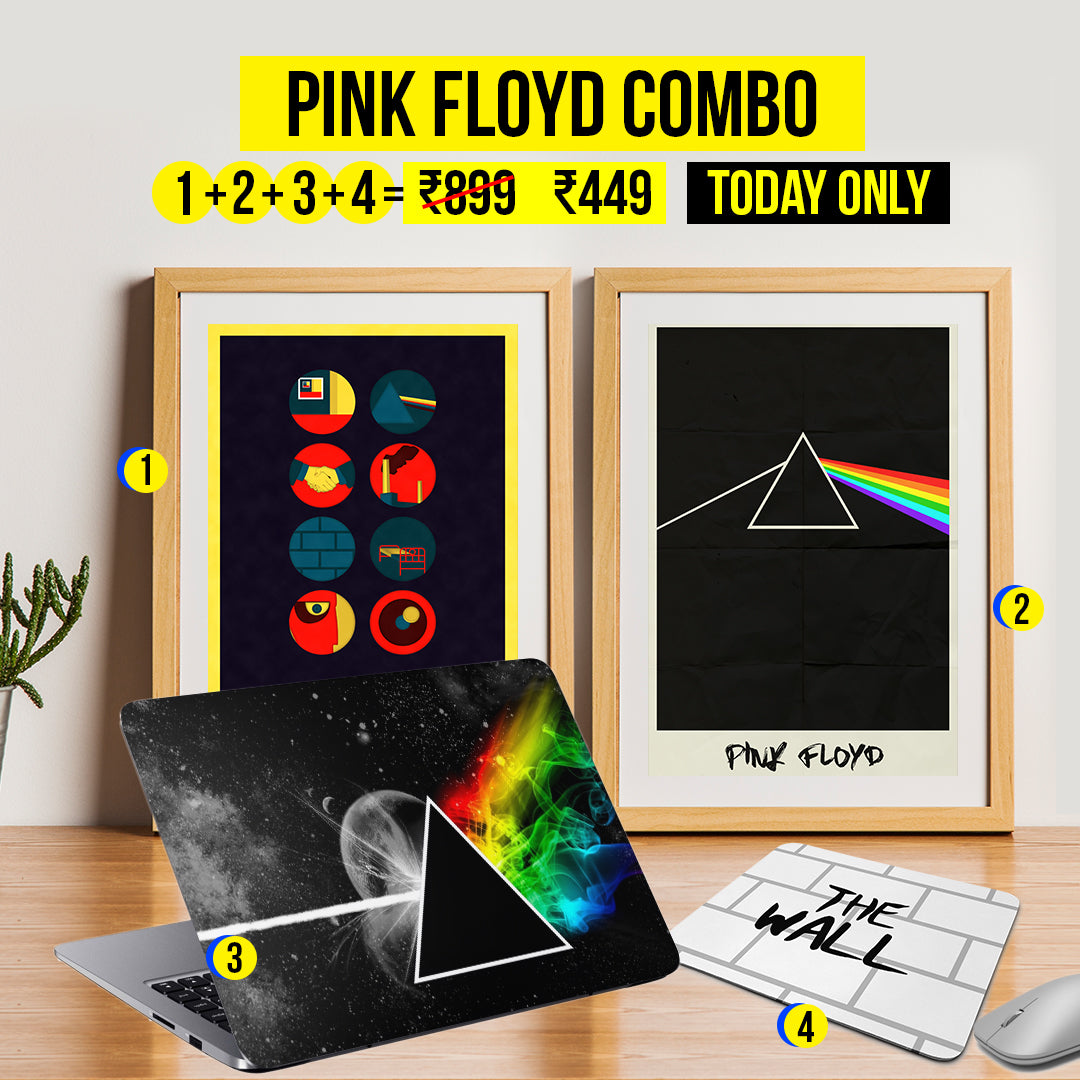 Clearance Carnival Sale - Pink Floyd Combo: 2 Posters + 1 Laptop Skin + 1 Mousepad