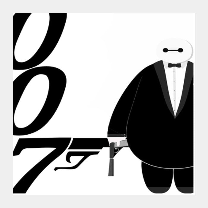 Minimal Baymax James Bond  Square Art Prints