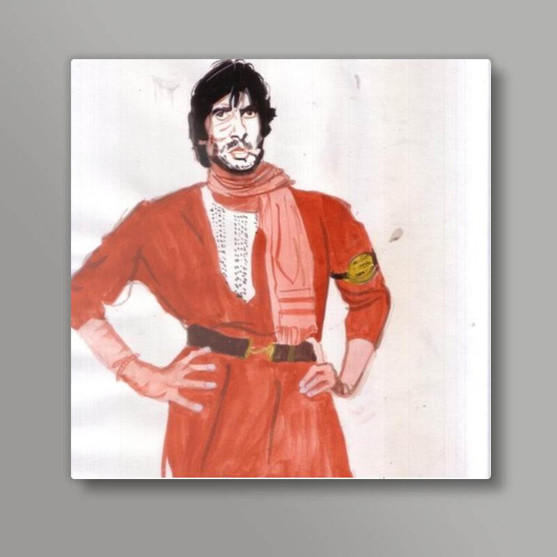 Amitabh Bachchan was convincing as an underdog in Coolie Square Art Prints