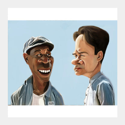 Square Art Prints, The Shawshank Redemption Caricature Square Art Prints