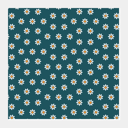 Blue and Yellow Floral Square Art Prints