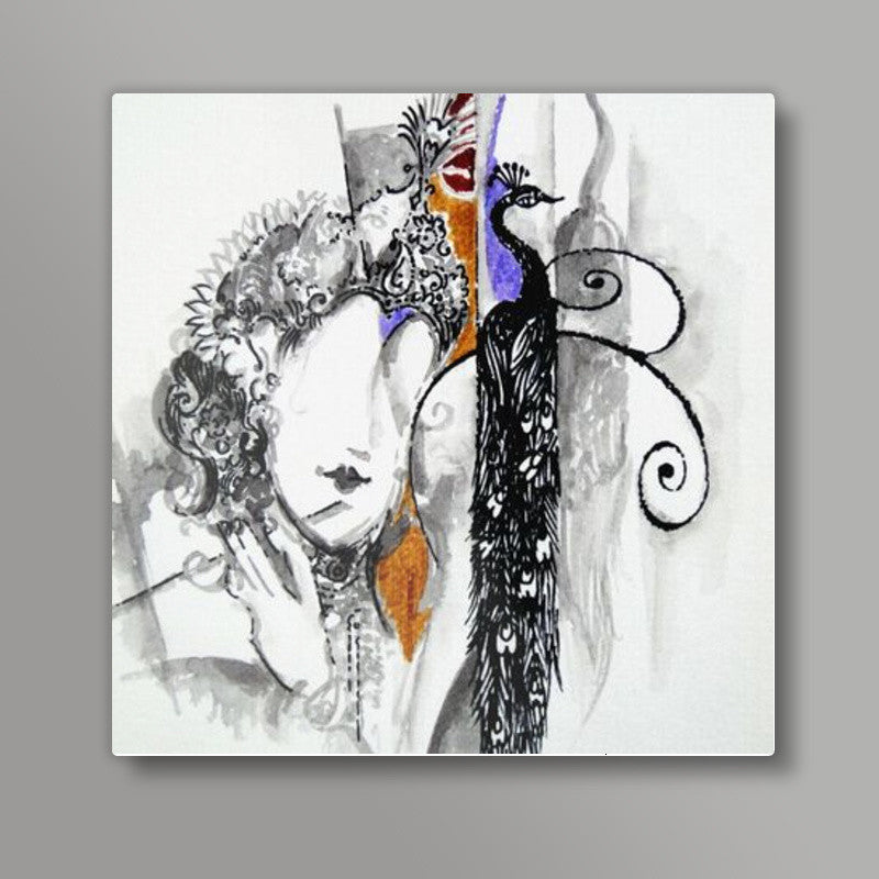 krishna modern art Square Art Prints