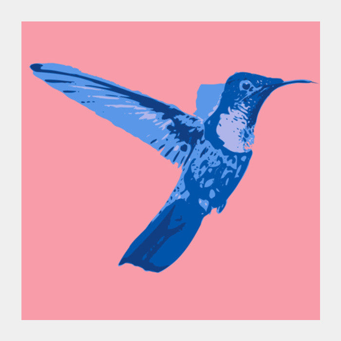 Square Art Prints, Abstract humming bird blue Square Art