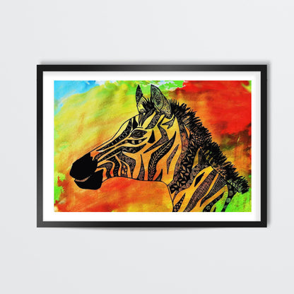 Rainbow Zebra Zentangle Art Wall Art