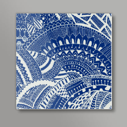 Blue-white doodle squareprint |artist: Megha-Vohra