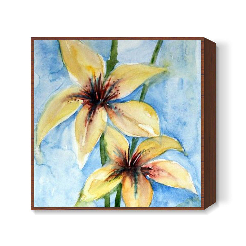 Identical Floral Twins Square Art Print