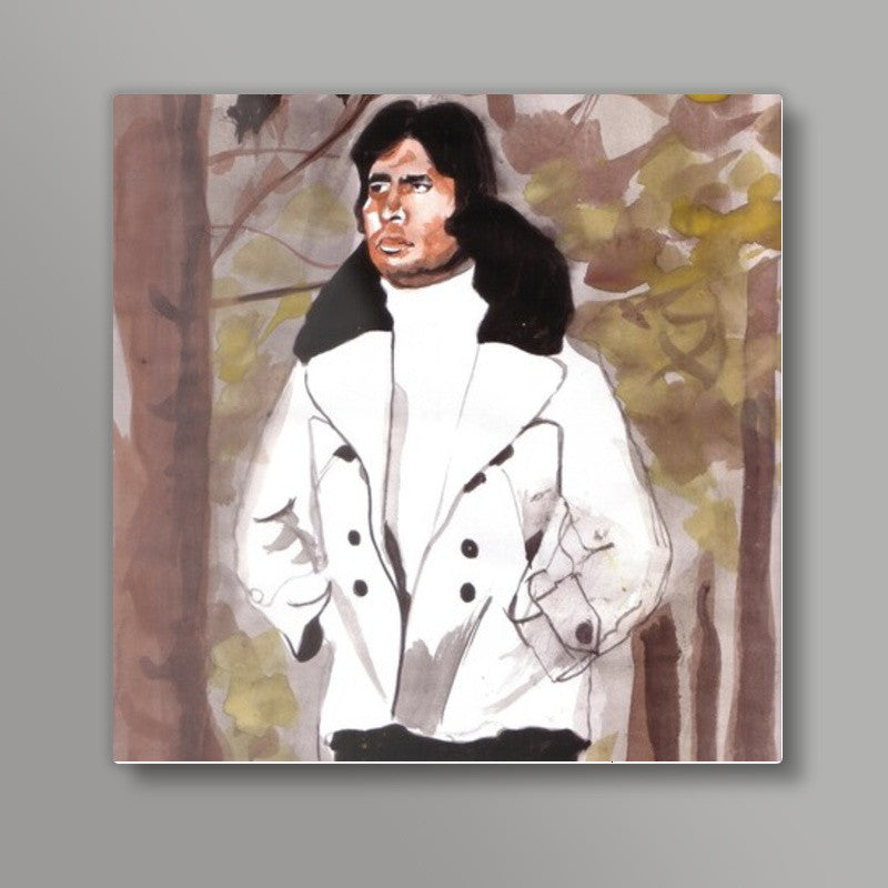 Amitabh Bachchan as the soulful poet in Kabhi Kabhie Square Art Prints