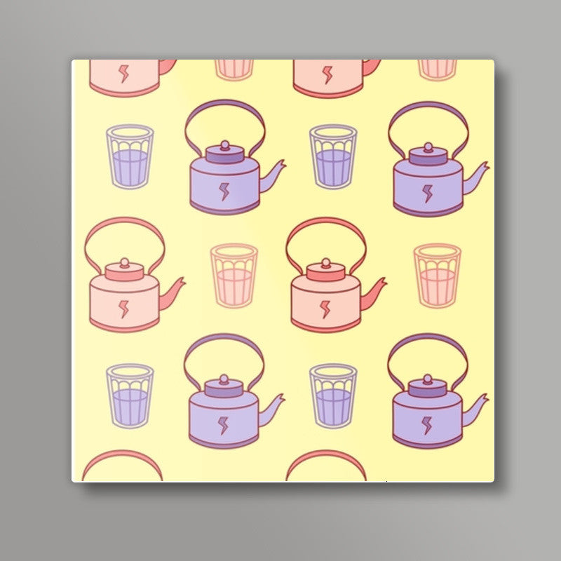 Abstract Teapot & tea cup  Square Art Prints