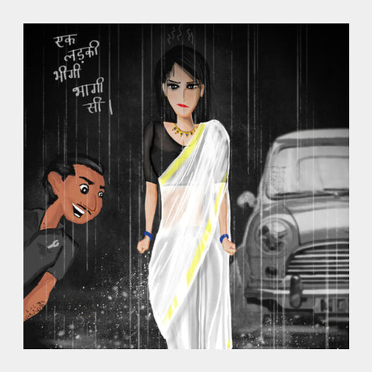 Ek Ladki Bheegi Bhagi Square Art Prints PosterGully Specials