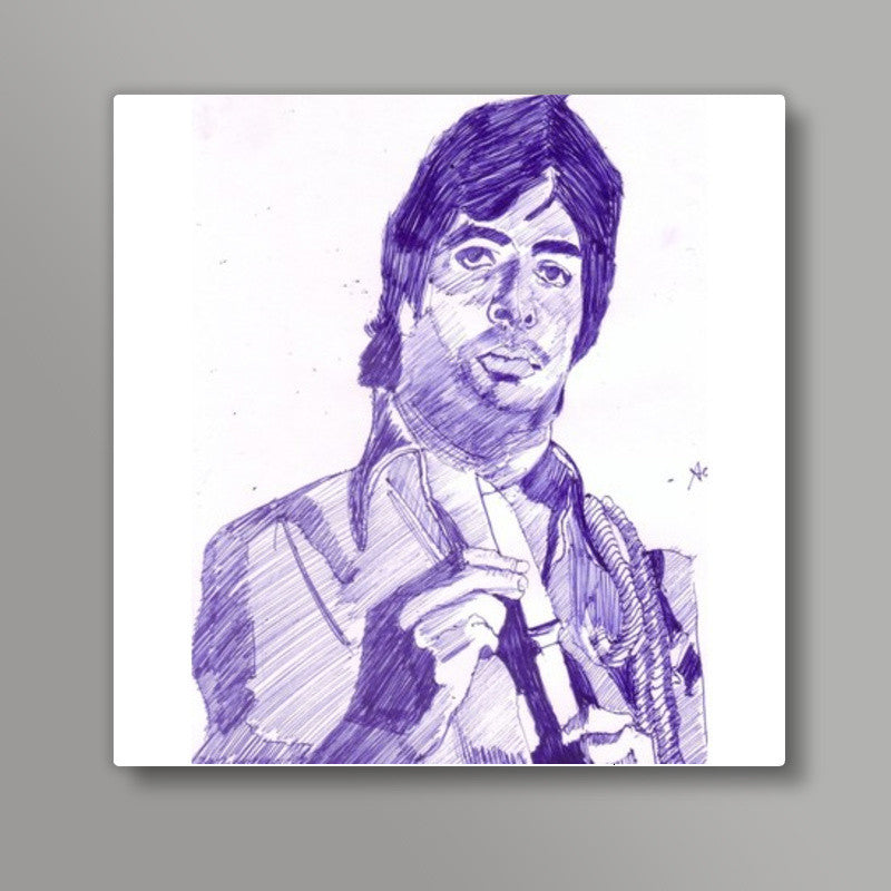 Bollywood superstar Amitabh Bachchan in his angry young man avatar Square Art Prints