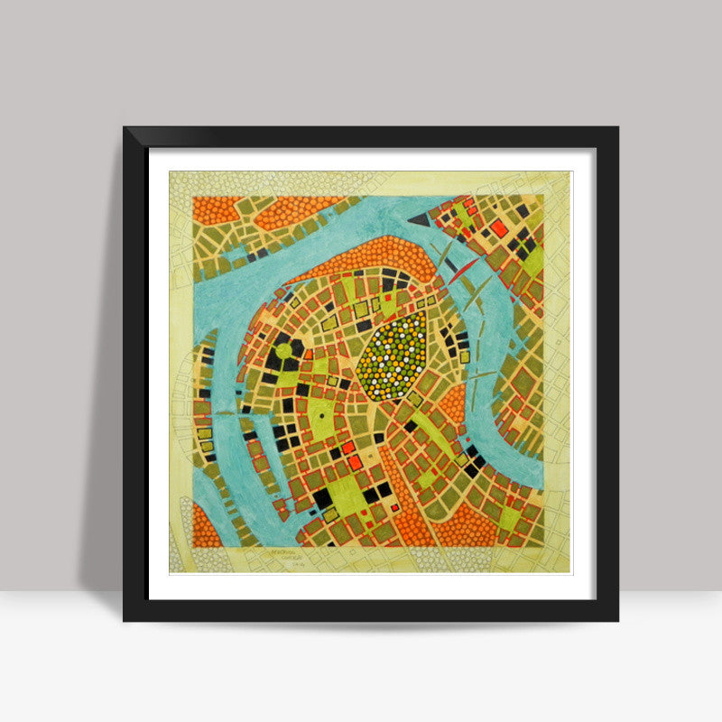 imaginary map of koblenz Square Art Prints