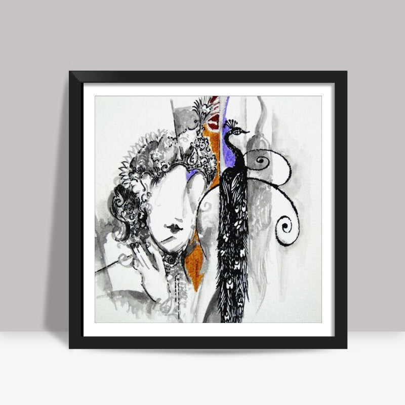 krishna modern art Square Art Prints