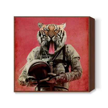 Space tiger Square Art Prints