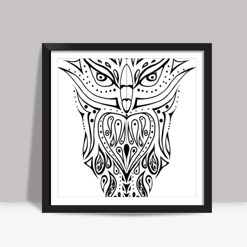 owl illustration hand drawn art Square Art Prints