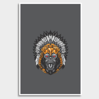 Gorilla Wearing Aztec Headdress Giant Poster