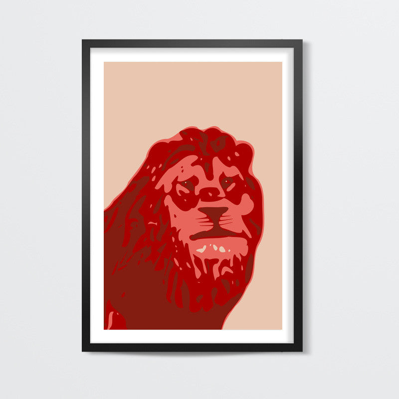 Abstract Lion Red Wall Art