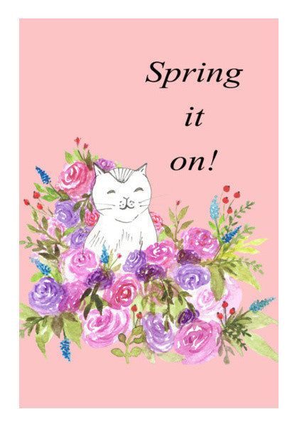 Cute Cat Sketch Floral Artwork Spring Illustration Nursery Print Art PosterGully Specials