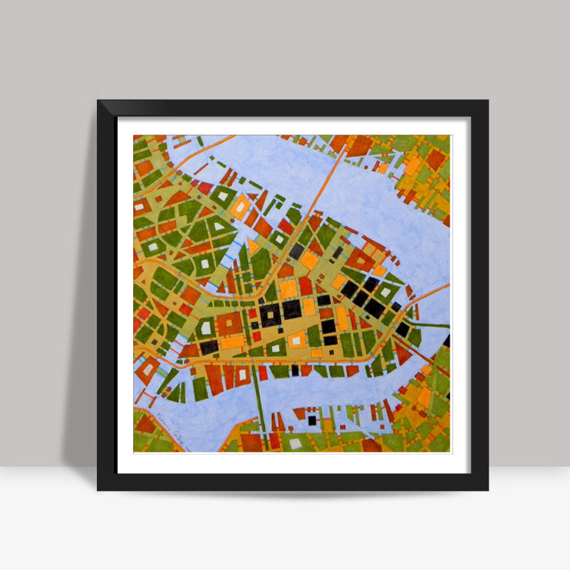 imaginary map of Dallas Square Art Prints