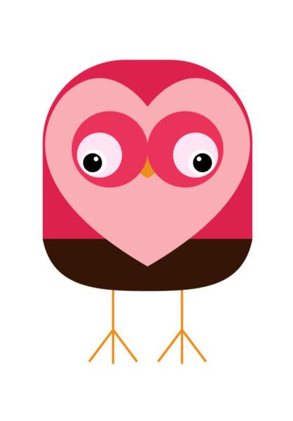 PosterGully Specials, Valentine Owl Illustration Wall Art