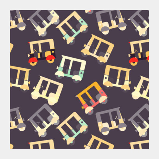 Auto Rickshaw Quirky Pattern Square Art Prints PosterGully Specials