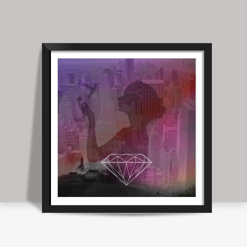 diamond girl from new york Square Art Prints