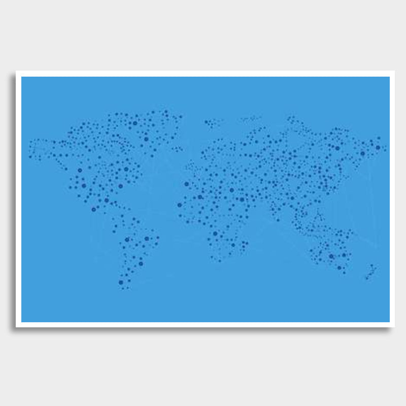 Blue Connected World Map Giant Poster