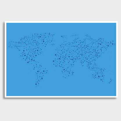 Blue Connected World Map Giant Poster