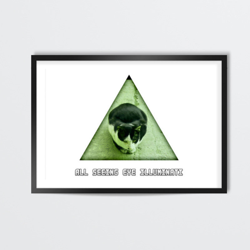 All Seeing Eye Illuminati Cat Wall Art