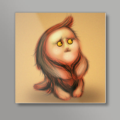 Gluby Says Dont Be Scared - Brown Back Square Art Prints